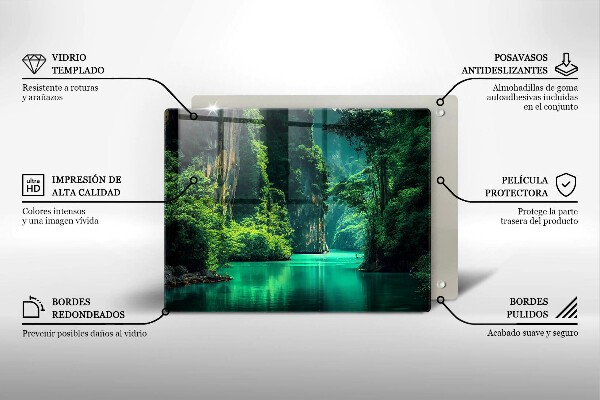 Glas Herdabdeckplatte Lagunenlandschaft