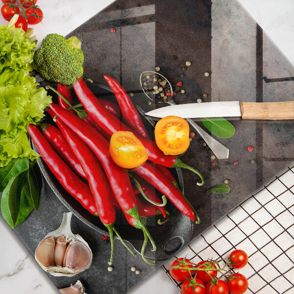 Glas Herdabdeckplatte Rote Chilischoten