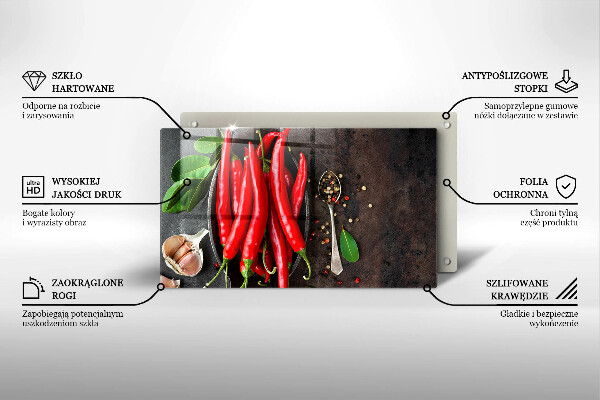 Glas Herdabdeckplatte Rote Chilischoten