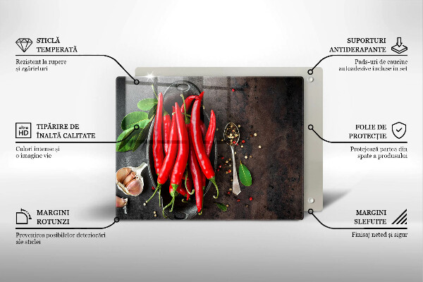 Glas Herdabdeckplatte Rote Chilischoten