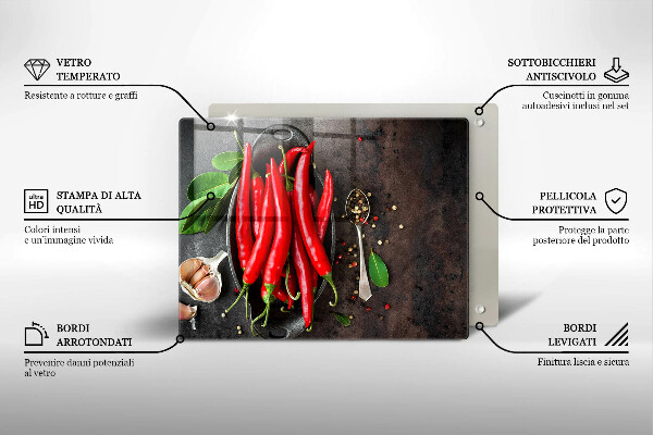 Glas Herdabdeckplatte Rote Chilischoten