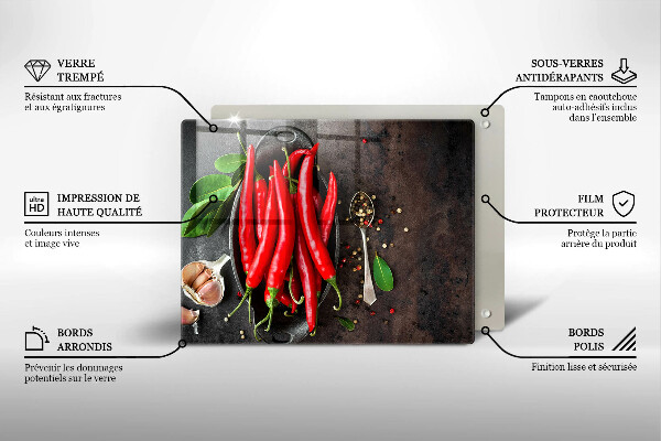 Glas Herdabdeckplatte Rote Chilischoten