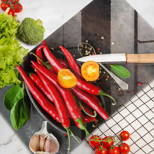 Glas Herdabdeckplatte Rote Chilischoten