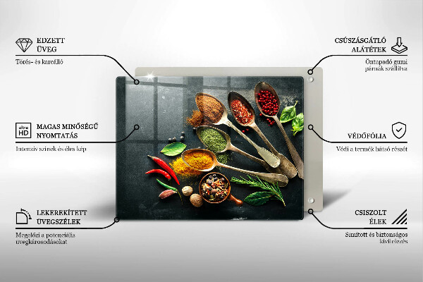 Glas Herdabdeckplatte Küchenlöffel mit Gewürzen