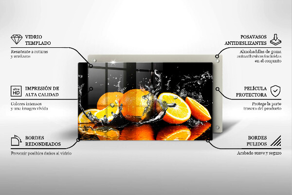 Glas Herdabdeckplatte Saftige Orangenfrucht