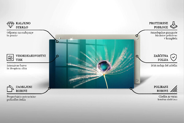 Glas Herdabdeckplatte Tau auf einem Löwenzahn