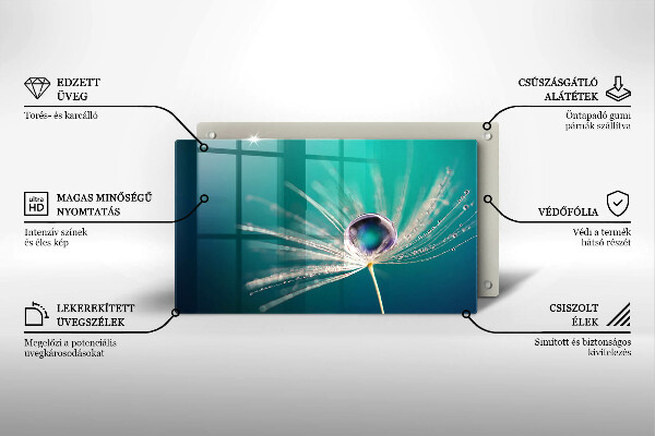Glas Herdabdeckplatte Tau auf einem Löwenzahn