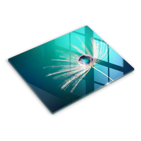 Glas Herdabdeckplatte Tau auf einem Löwenzahn