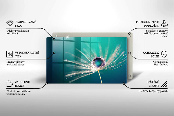 Glas Herdabdeckplatte Tau auf einem Löwenzahn