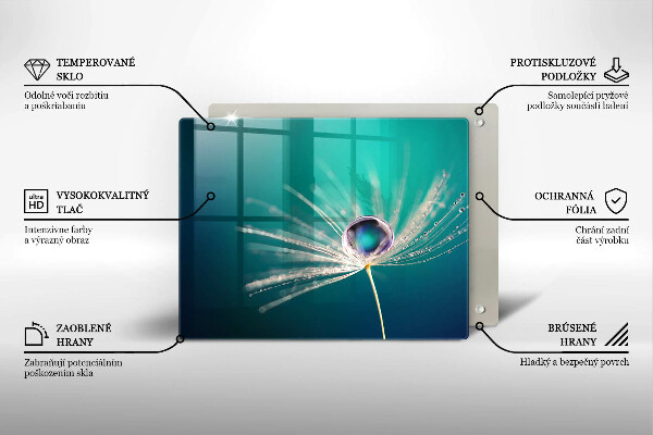Glas Herdabdeckplatte Tau auf einem Löwenzahn