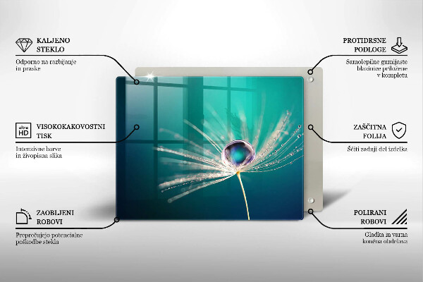 Glas Herdabdeckplatte Tau auf einem Löwenzahn