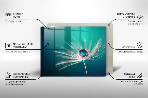 Glas Herdabdeckplatte Tau auf einem Löwenzahn