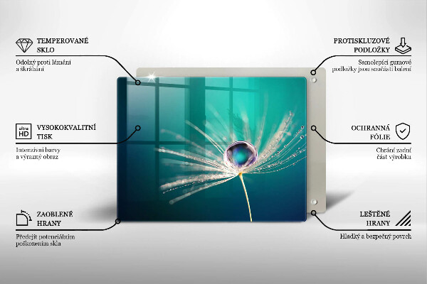 Glas Herdabdeckplatte Tau auf einem Löwenzahn
