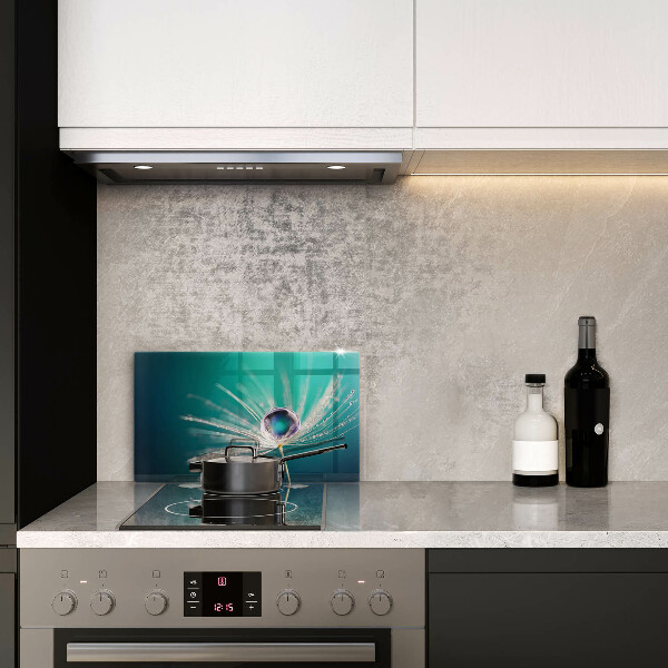 Glas Herdabdeckplatte Tau auf einem Löwenzahn