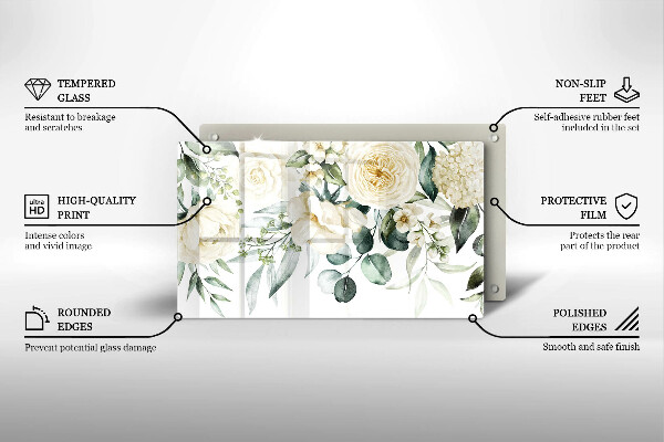 Glas Herdabdeckplatte Aquarellblumen