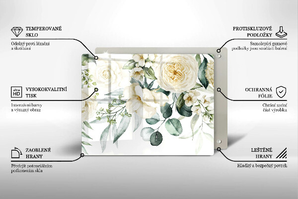 Glas Herdabdeckplatte Aquarellblumen