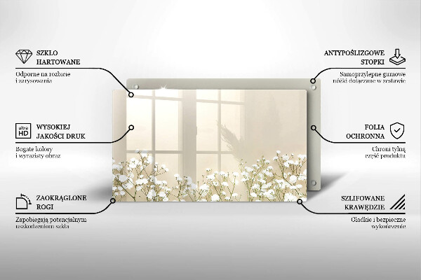 Glas Herdabdeckplatte Gips-Boho-Blumen