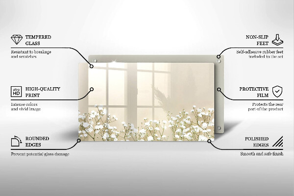 Glas Herdabdeckplatte Gips-Boho-Blumen