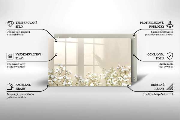 Glas Herdabdeckplatte Gips-Boho-Blumen