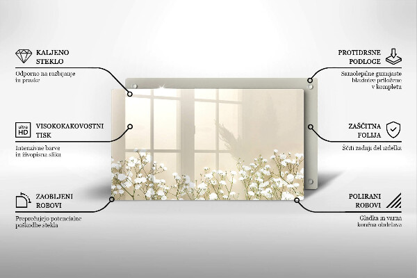 Glas Herdabdeckplatte Gips-Boho-Blumen