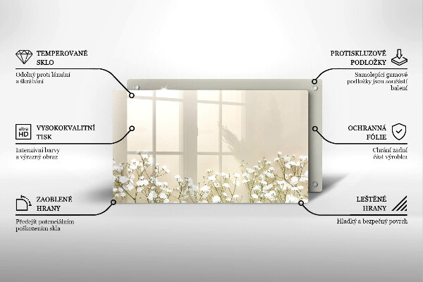 Glas Herdabdeckplatte Gips-Boho-Blumen