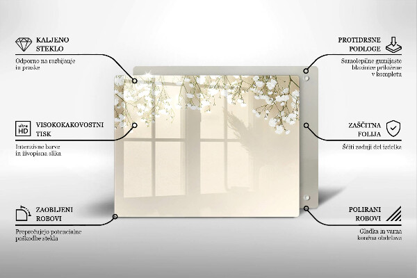 Glas Herdabdeckplatte Gips-Boho-Blumen