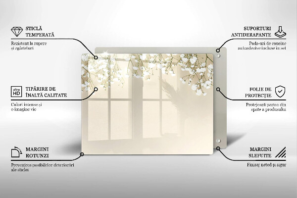 Glas Herdabdeckplatte Gips-Boho-Blumen