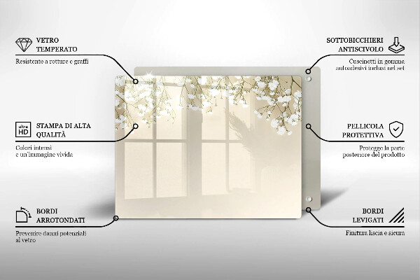 Glas Herdabdeckplatte Gips-Boho-Blumen