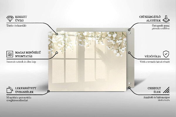 Glas Herdabdeckplatte Gips-Boho-Blumen