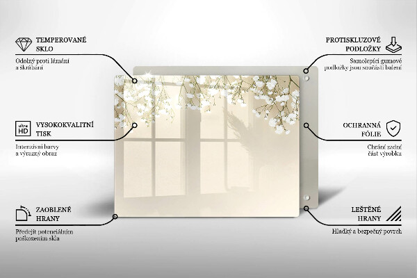 Glas Herdabdeckplatte Gips-Boho-Blumen