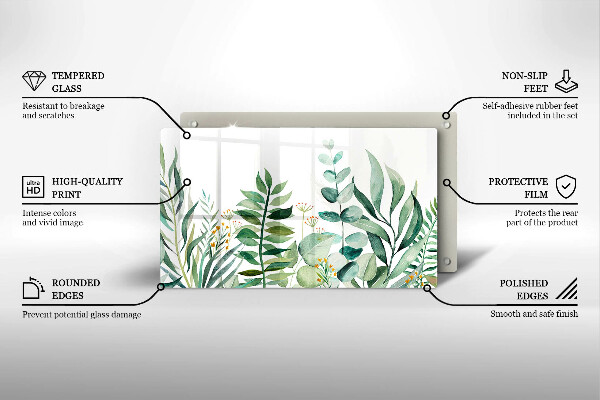 Glas Herdabdeckplatte Illustration der Pflanzenblätter