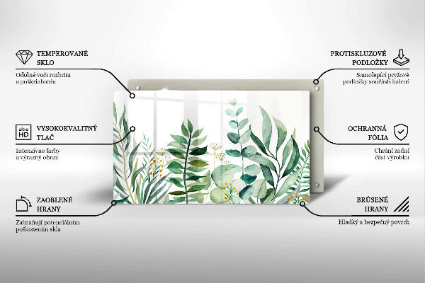 Glas Herdabdeckplatte Illustration der Pflanzenblätter