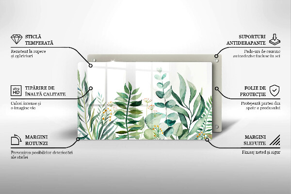 Glas Herdabdeckplatte Illustration der Pflanzenblätter