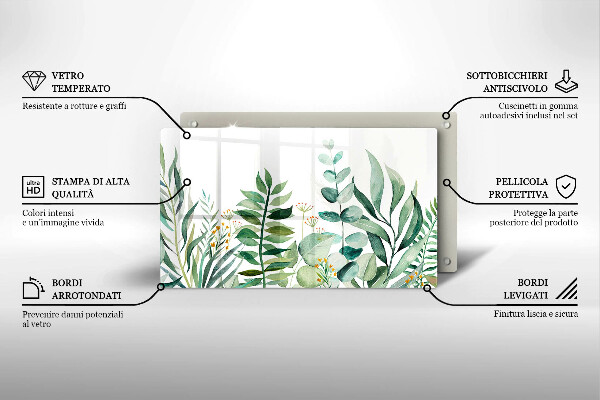 Glas Herdabdeckplatte Illustration der Pflanzenblätter