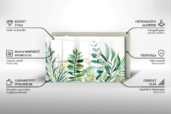 Glas Herdabdeckplatte Illustration der Pflanzenblätter