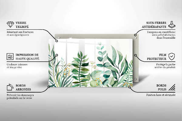 Glas Herdabdeckplatte Illustration der Pflanzenblätter