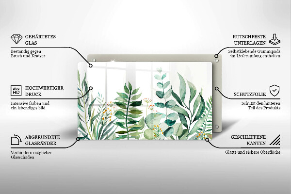 Glas Herdabdeckplatte Illustration der Pflanzenblätter