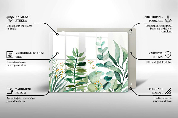 Glas Herdabdeckplatte Illustration der Pflanzenblätter