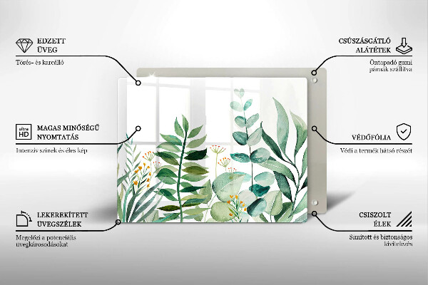 Glas Herdabdeckplatte Illustration der Pflanzenblätter