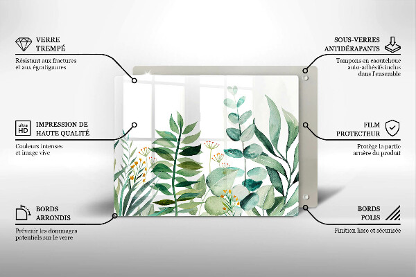 Glas Herdabdeckplatte Illustration der Pflanzenblätter