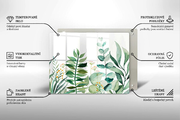 Glas Herdabdeckplatte Illustration der Pflanzenblätter