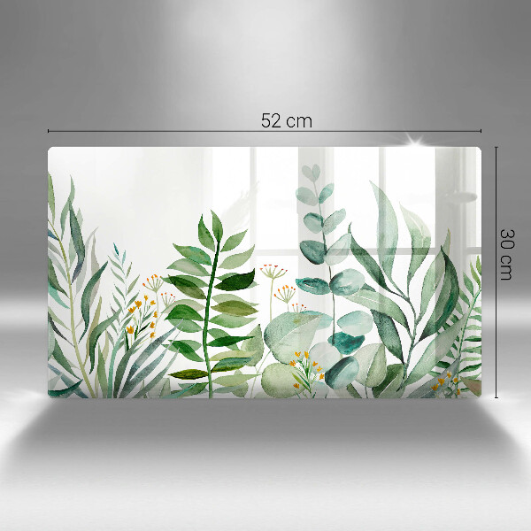 Glas Herdabdeckplatte Illustration der Pflanzenblätter