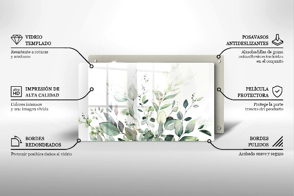 Glas Herdabdeckplatte Aquarellpflanzen