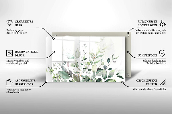 Glas Herdabdeckplatte Aquarellpflanzen