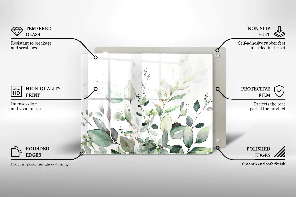 Glas Herdabdeckplatte Aquarellpflanzen