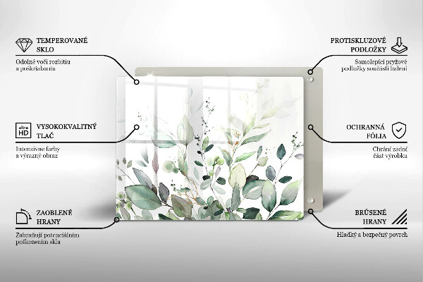 Glas Herdabdeckplatte Aquarellpflanzen