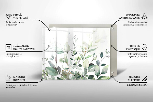 Glas Herdabdeckplatte Aquarellpflanzen