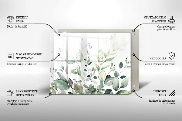 Glas Herdabdeckplatte Aquarellpflanzen