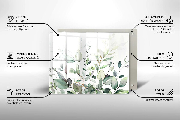 Glas Herdabdeckplatte Aquarellpflanzen