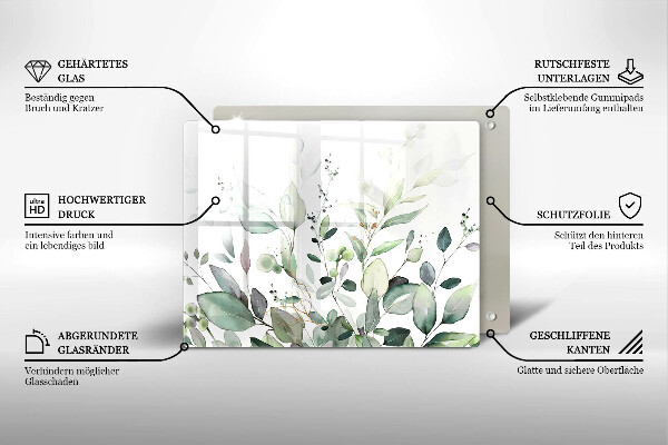 Glas Herdabdeckplatte Aquarellpflanzen